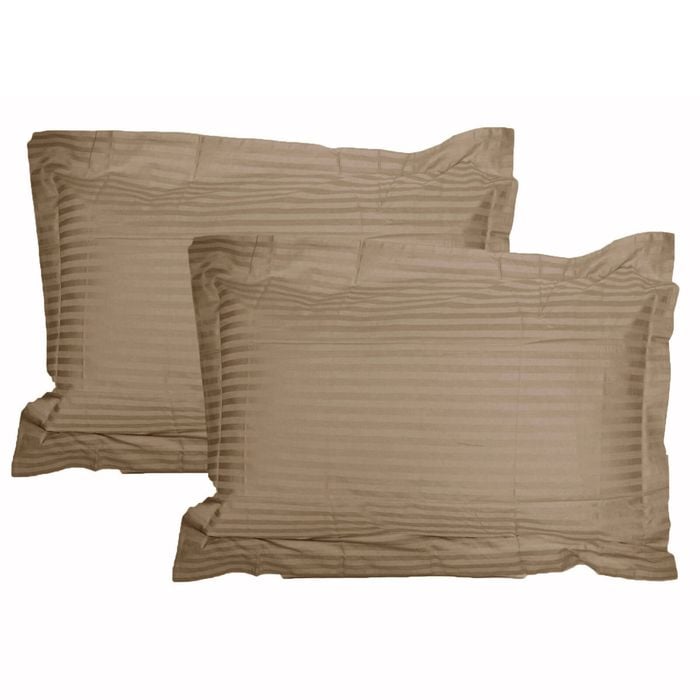 Accessorize 325TC Pair of Stripe Jumbo / Queen Pillowcases 55 cm x 80 cm Mocha