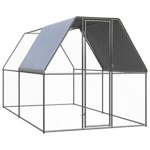 vidaXL Chicken Cage Hen House Poultry Coop Enclosure Backyard Galvanised Steel 2x4x2 m
