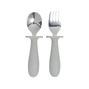 2pc Splosh Baby Elephant Stainless Steel Silicone Cutlery Set Grey 0+