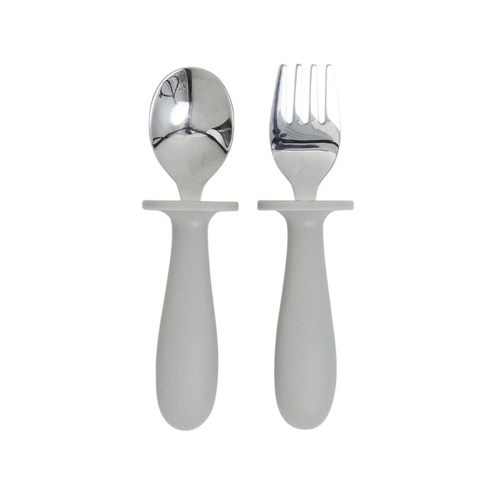 2pc Splosh Baby Elephant Stainless Steel Silicone Cutlery Set Grey 0+