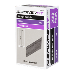 PowerFit 50mm Electro-Galvanised DA Angled Brad Nails - 2,000 Pack