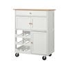 Oikiture Kitchen Island Trolley Rolling Serving Cart Storage Drawer with Wine Rack