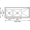 Vogue Double Bowl Sink R/H Drainer - 1800(W) x 900(H) x 600(D)mm