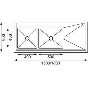 Vogue Double Bowl Sink R/H Drainer - 1800(W) x 900(H) x 600(D)mm