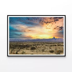 Grassland, Sunset & Mountains  Print 100% Australian Made 90x60cm  (Poster)