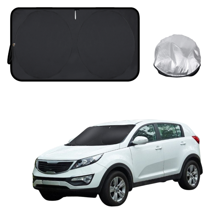 Front Windscreen Sun Shade for Kia Sportage 2010 - 2015 - Standard 150 x 85 cm - Black