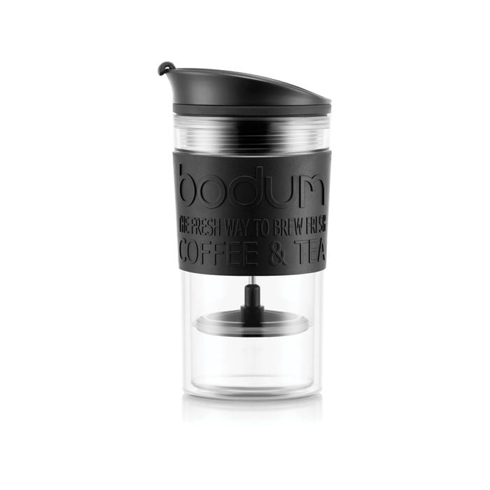 Bodum 0.35 L Off white TRAVEL PRESS SET Coffee maker with extra lid, double wall, plastic body, 0.35 l, 12 oz 1 pcs
