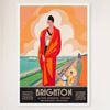 Galrie Brighton Vintage Travel Poster by Roger Broders Charming English Seaside Art, White Frame, A2 42 x 60cm (16 x 24inch)