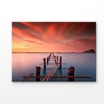 Pier With Sunset View In Istanbul Print 100% Australian Made 90x60cm (Stretched Canvas)