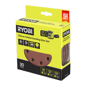 Ryobi 30 Piece 125mm Orbital Sanding Disc Set