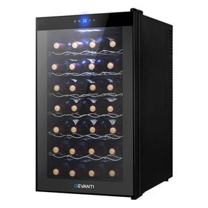 Devanti Black 28 Bottle Wine Cooler Fridge