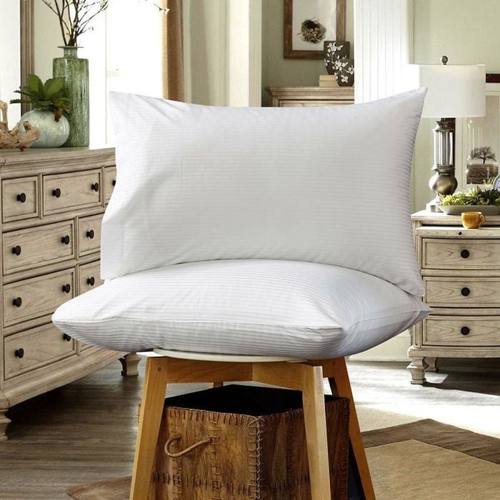 CottonMore 2pcs of 100% Cotton Sateen Stripes White Pillowcases 48x73cm
