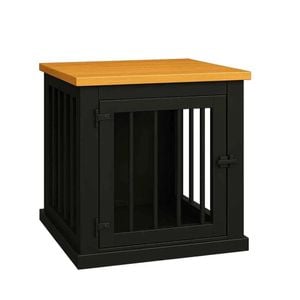 Paws and Willow Bedside Table Night Sky with Espresso Top  Wooden Dog Crate Hinged Door with Bars