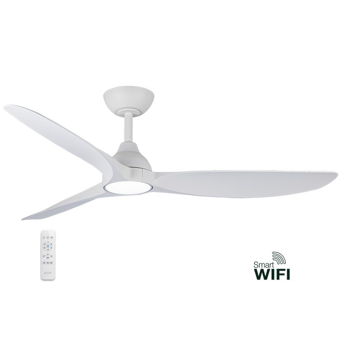 Spartan 52" (1320mm) DC Smart Ceiling Fan with LED Light and Remote Control | White
