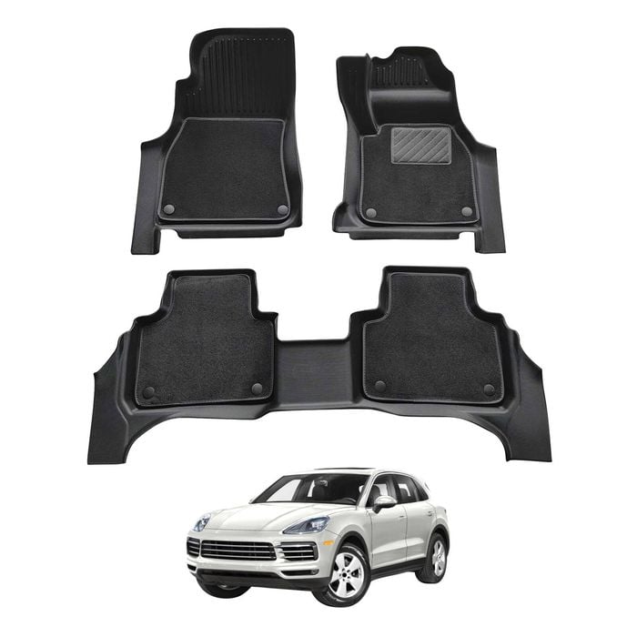 AUSGO Double-Layer Car Floor Mats for Porsche Cayenne 9YA Series 2018-Onwards All-Weather Floor Liners
