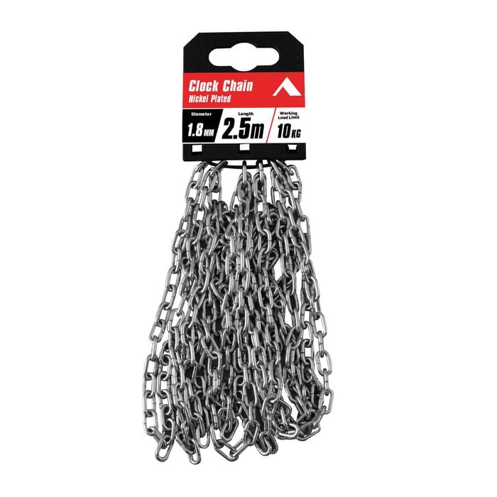 Pinnacle 1.8mm x 2.5m Nickel Plated Clock Chain