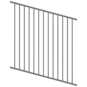 ProtectorAl 0350-1200W x 1200H Palladium Silver Flat Top Square Picket Pool Fence Panel Raked Up to 15º