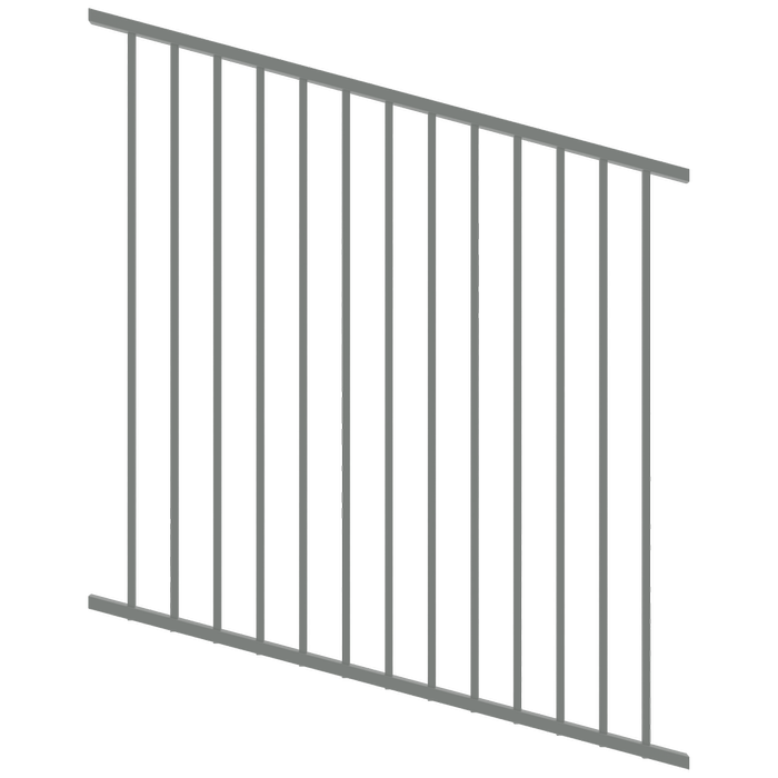 ProtectorAl 0350-1200W x 1200H Palladium Silver Flat Top Square Picket Pool Fence Panel Raked Up to 15º