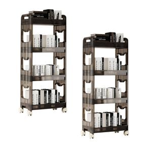 SOGA 2X 38x24cm Black 3-Tier Bookshelf Storage  Organizer Trolley Rack