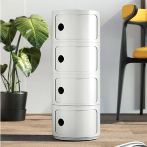 Miuz 4 Tier White Replica Componibili Round Storage Cabinet
