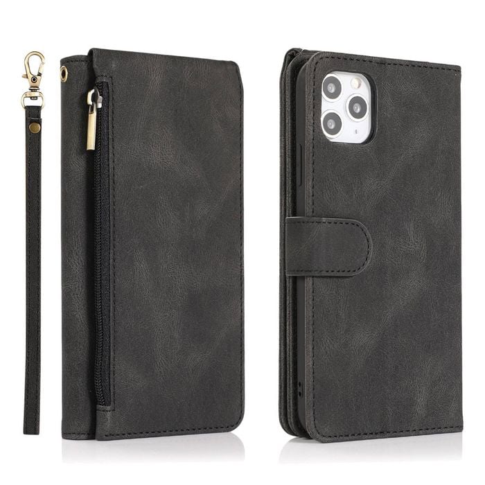 Flip Leather Case Wallet Card Slot Cover - For Apple iPhone 13 Pro (Black)