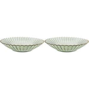 2PK LVD Glass Dish Decorative Home/Dining Tableware Large Moss/Gold