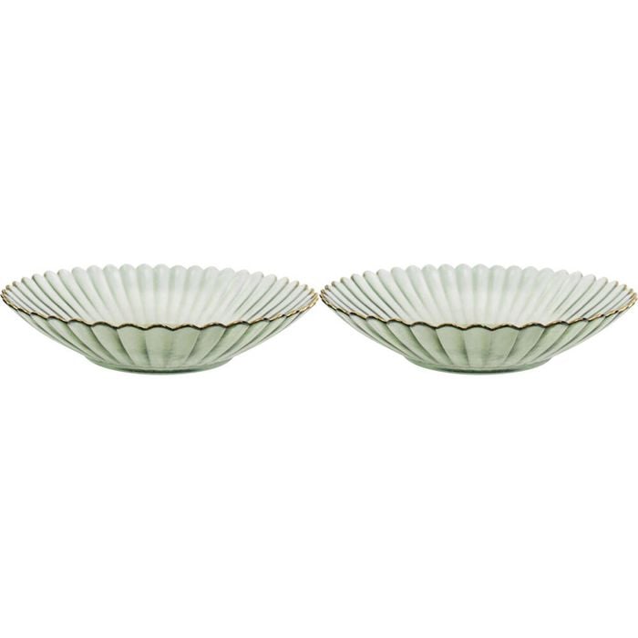 2PK LVD Glass Dish Decorative Home/Dining Tableware Large Moss/Gold