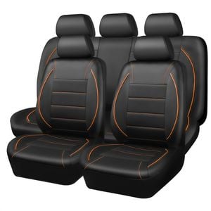 Catzon Pu Leather Car Seat Covers Full Set Universal Fit For Suvs Van Trucks-orange