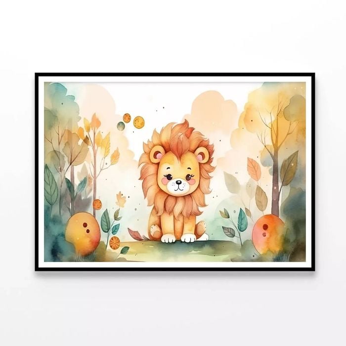 Lion Cub in Flower Garden  Print 100% Australian Made 90x60cm  (Poster)