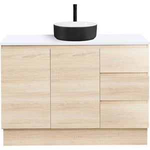 CIBO 1200mm Coast Veneer Nordic Full Height Bathroom Vanity With Black And White Basin