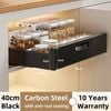 Kitchen Cabinet Pull Out Slide Drawer Shelf Organiser Rack Storage Holder Spices,no Drill Slide Out Drawers 40cm Black
