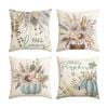 Catzon 4 Pcs Linen Throw Pillow Covers Autumn for Home
