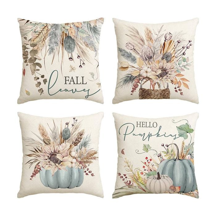 Catzon 4 Pcs Linen Throw Pillow Covers Autumn for Home