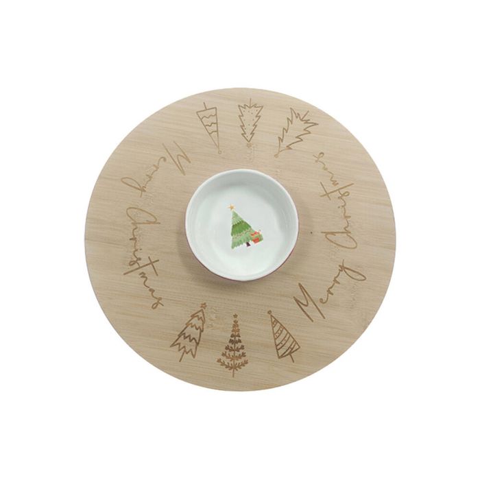 Gibson Gifts Christmas Themed Bamboo Lazy Susan Serveware 70x330x330mm