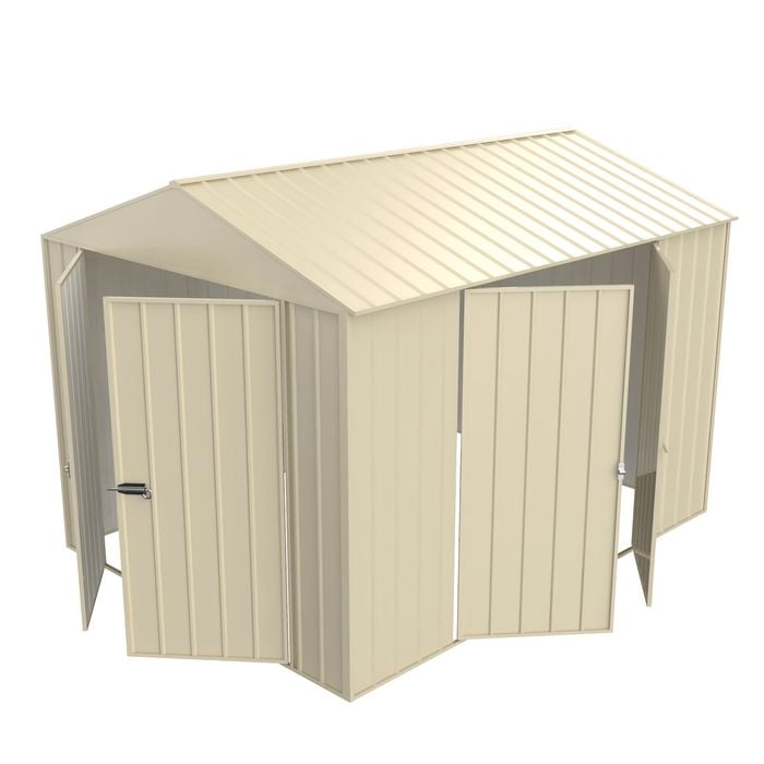 Build-a-Shed 2.3 x 3.0 x 2.3m Gable Double Hinged Side Doors Shed - Cream