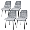 HomeStar Set of 4 Lainey Fabric Velvet Kitchen Dining Chair Metal Legs Bluish Grey