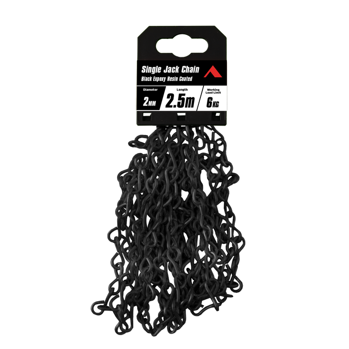 Pinnacle 2mm x 2.5m Matte Black Single Jack Chain