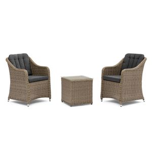 FurnitureOkay Liverpool 3-Piece Wicker Outdoor Balcony Setting - Charcoal Cushion