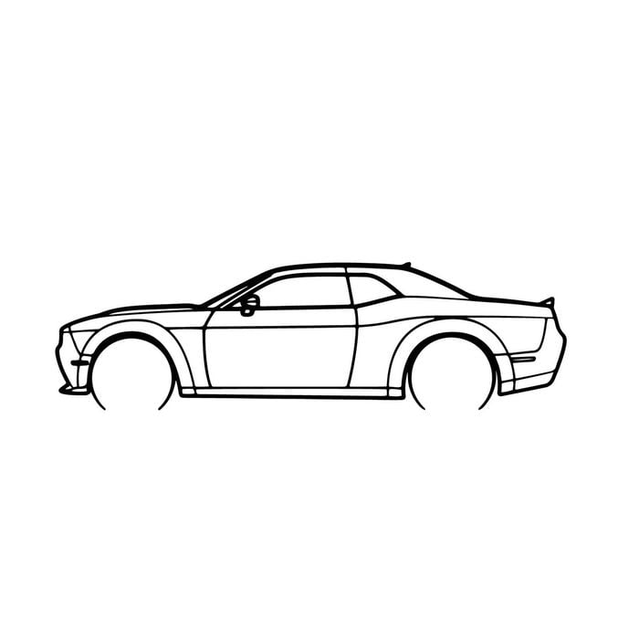Ignite Laser Dodge 2021 Challenger Scat Pack Silhouette Metal Wall Art Rustic Metal 23.6inch/60cm