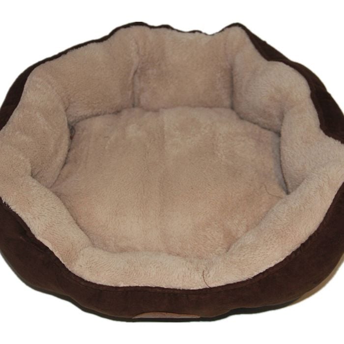 YES4PETS Washable Brown Fleece Dog Cat Bed-Medium