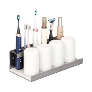 Catzon Self Adhesive Electric Toothbrush Holder 6 Slots Diatomite Dish-grey