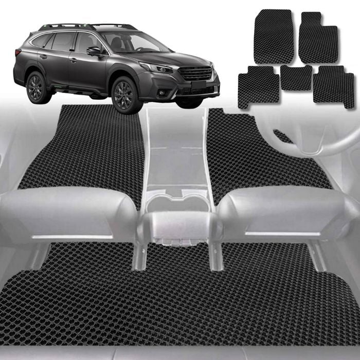 6D Diamond Car Floor Mats for Subaru Outback 2021-2025-Full Set-Black-Outback GT