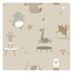 Animal Gymnastics Beige Wallpaper  53cm x 10.05m