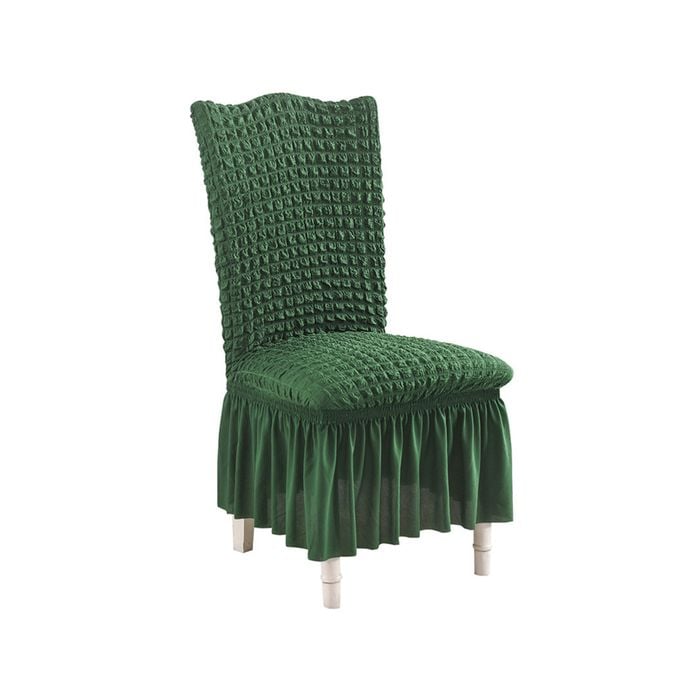 SOGA Dark Green Chair Cover with Ruffle Skirt