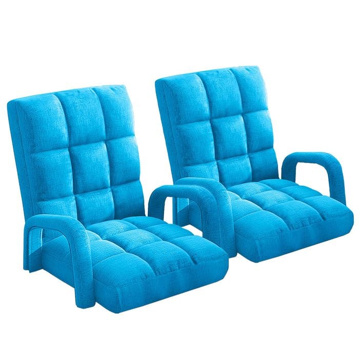 SOGA 2X Blue Recliner Chair with Armrest