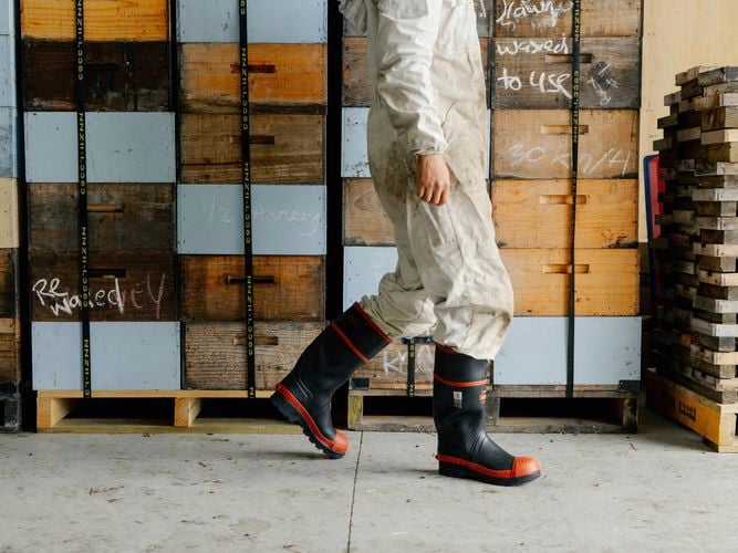 Be worksite ready with Red Band Safety, complete with a reinforced toe cap