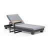 Outdoor Santorini Aluminium Sun Lounge W/ Side Table - Charcoal