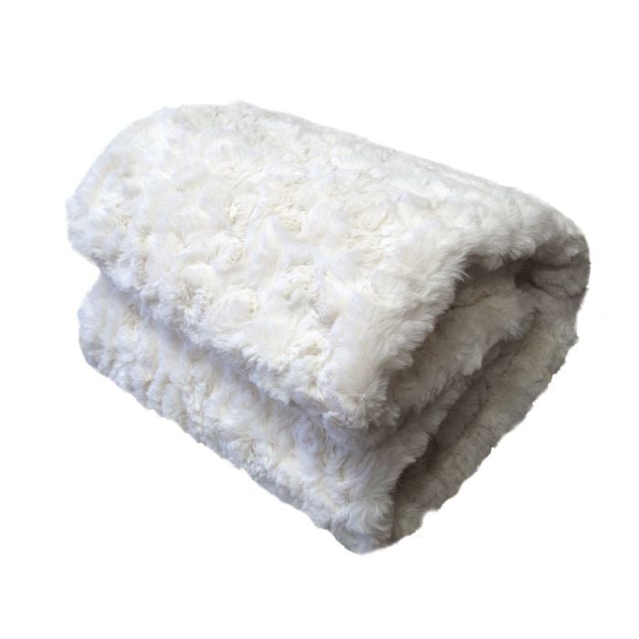 Radisson Rosette Ivory Luxury Faux Fur Throw Rug 127 x 152 cm