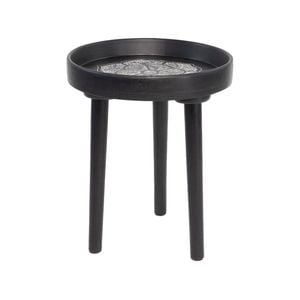 Rayell 46cm Carved Timber Top Bisque Side Table - Black