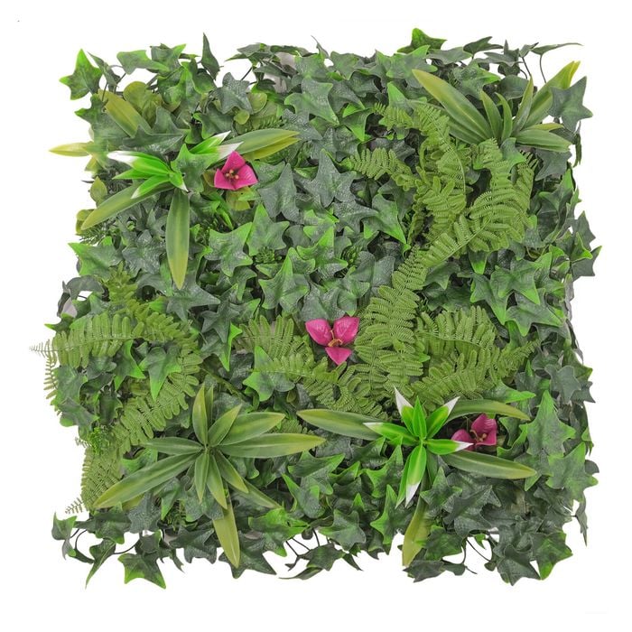 UN-REAL 50 x 50cm Pink Mixed Leaf Artificial Hedge